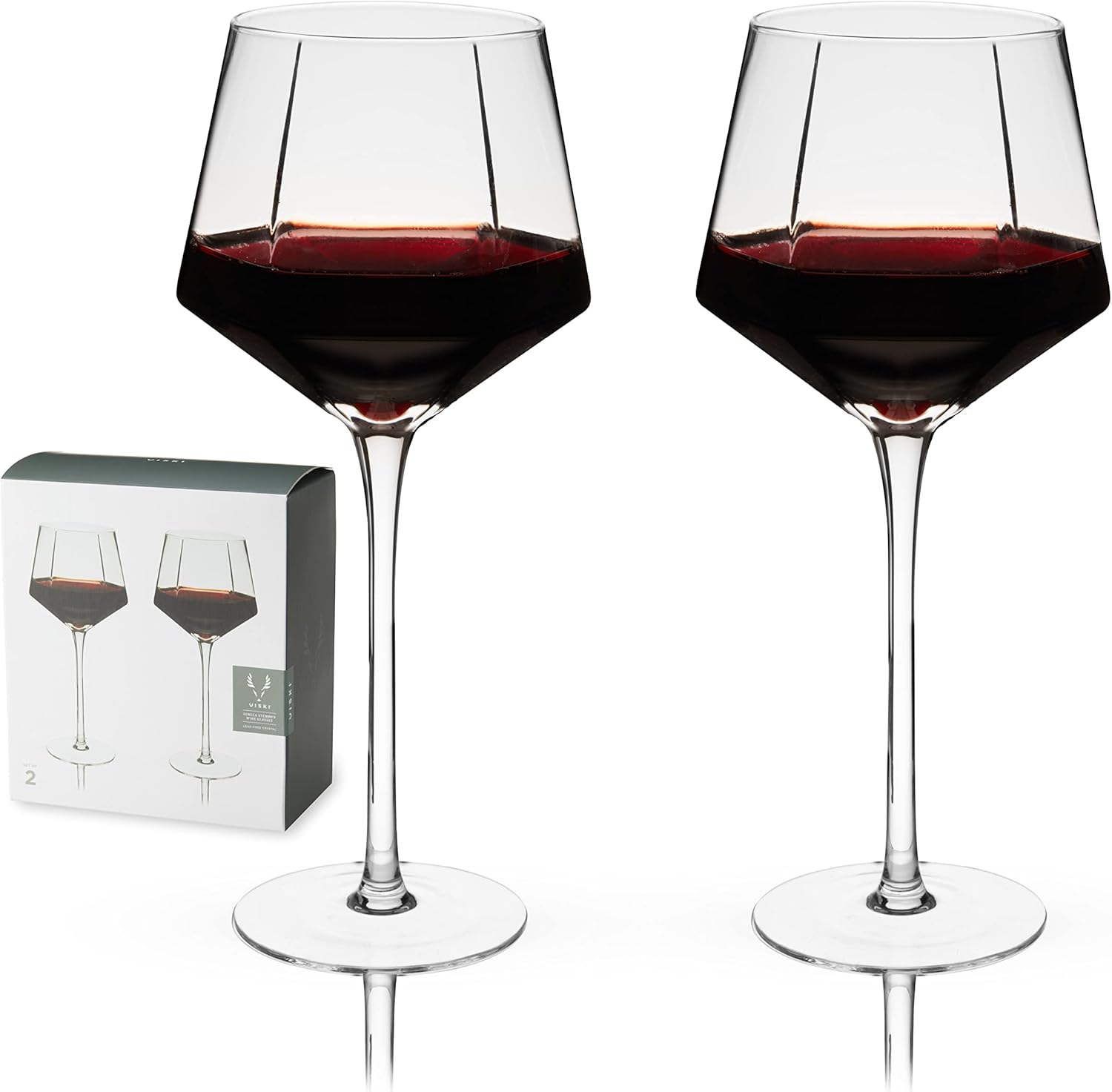 Viski Seneca Modern Wine Glasses Long Stem Wine Glass Set