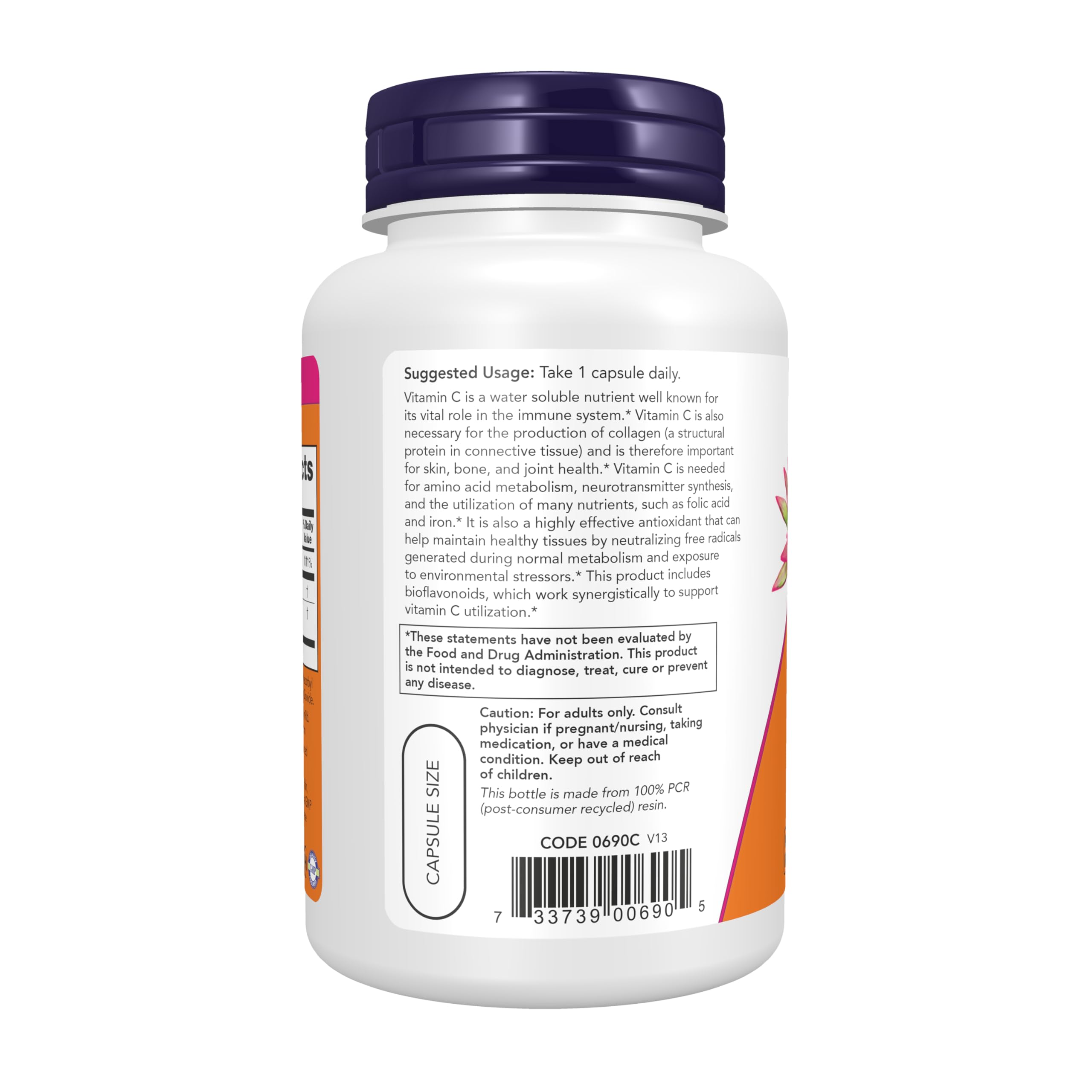NOW Supplements, Vitamin C-1,000 with 100 mg of Bioflavonoids, 100 Veg Caps — Amazon image 3