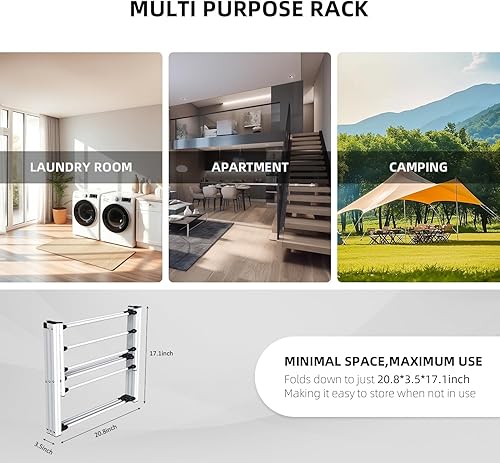 Miniatura 6 de Estante de secado de ropa plegable, estante de secado de ropa plegable para secar al aire, diseño de ahorro de espacio para ropa interior y exterior