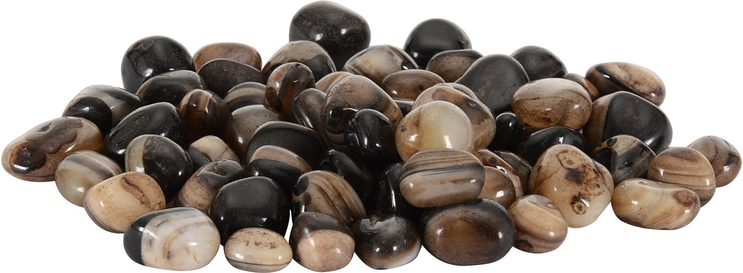 PEBBLE WORLD Agate Pebbles (1 Kg, Black, Pack of 80)