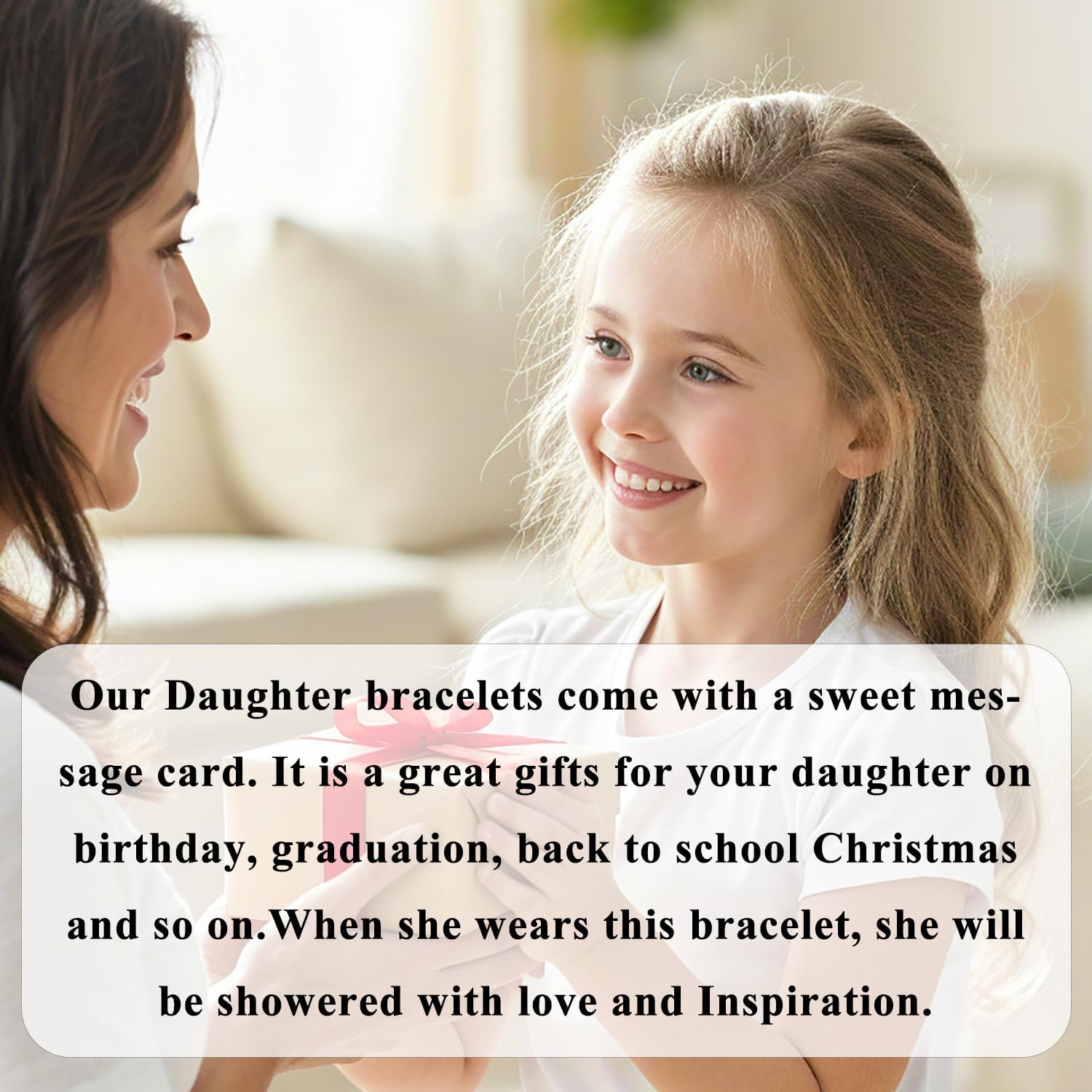 To My Daughter Bracelet Heart Pendant Natural Stone Beaded Bracelet Personalized Inspirational Birthday Graduation Gift for daughter(With Gift Card) - Image 6