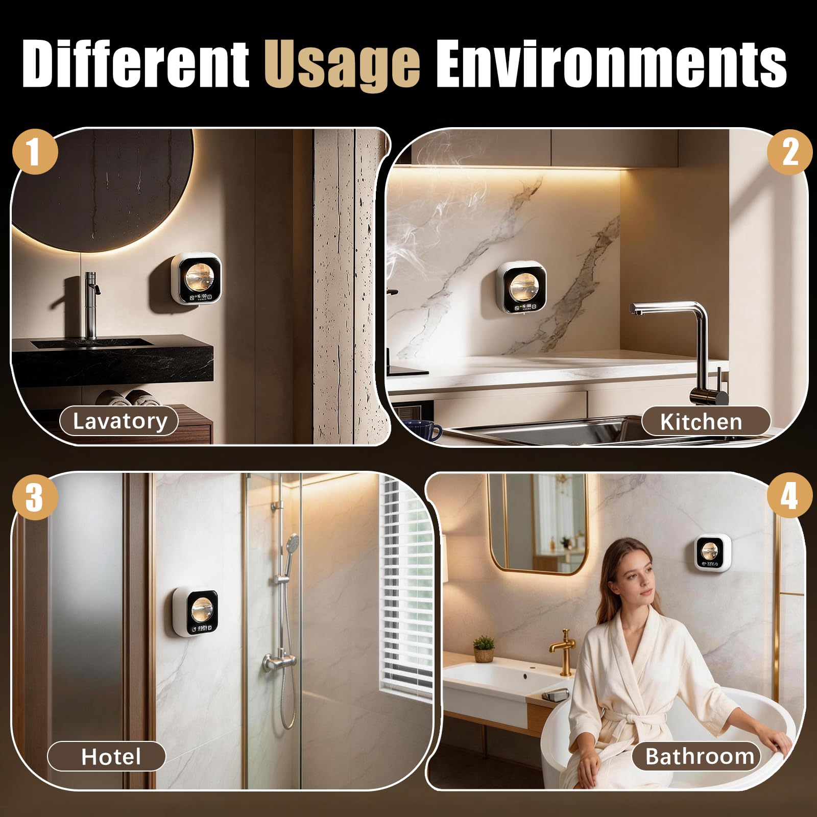Dispenser Sapone Automatico, Dispenser Sapone Bagno a Muro Elettrico Senza Contatto da 320 ml Ricarica USB Regolabile Livello 5 per Bagno Cucina Ufficio Scuola (Bianco)