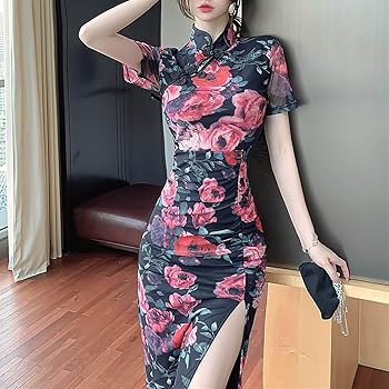 Amazon.com: Generic Elegant Women Floral Long Cheongsam
