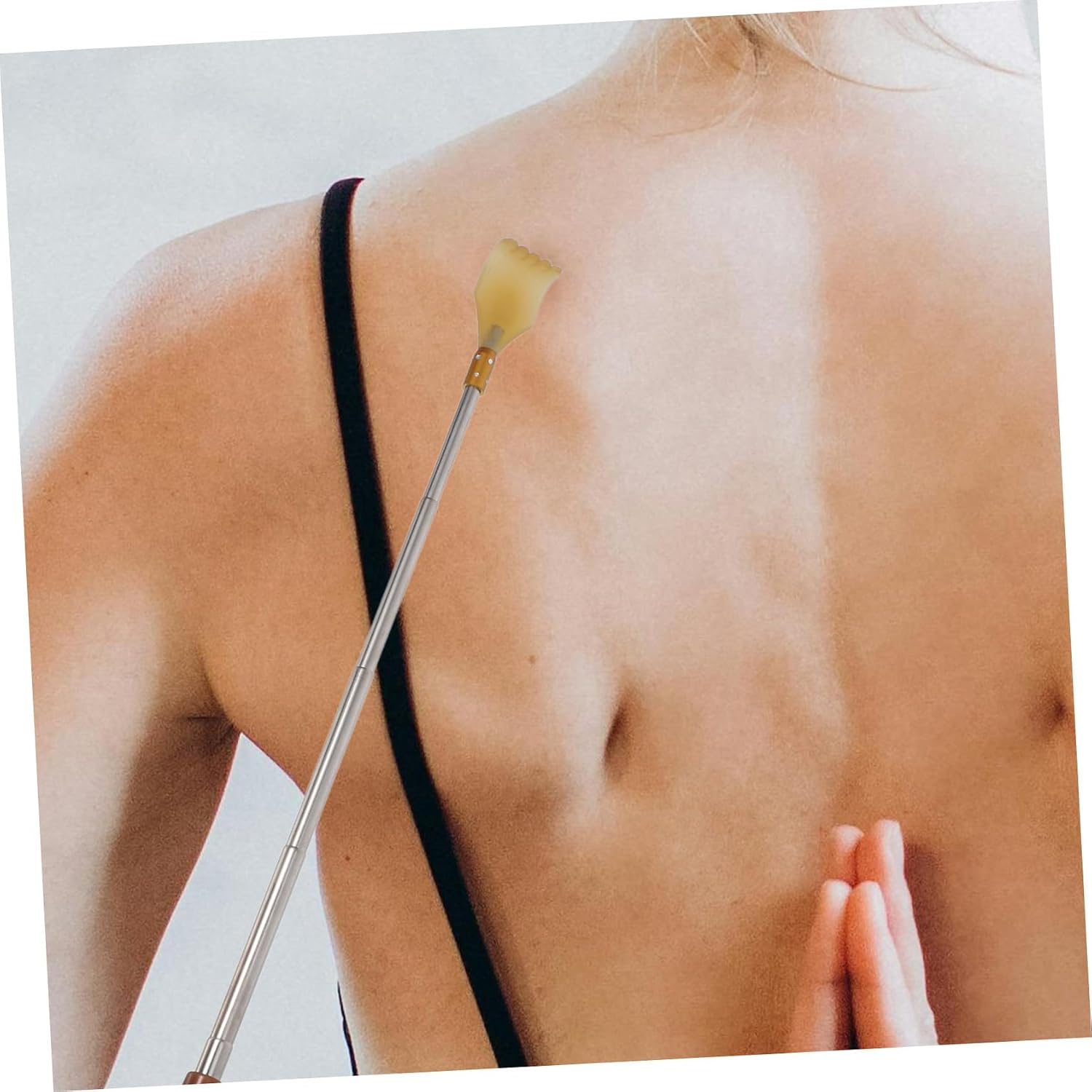Dual-Head Rolling Ball Back Scratcher and Massager Portable Compact Horn Material Tool Extendable Personal Back Massaging Tool for Travel and Home Use