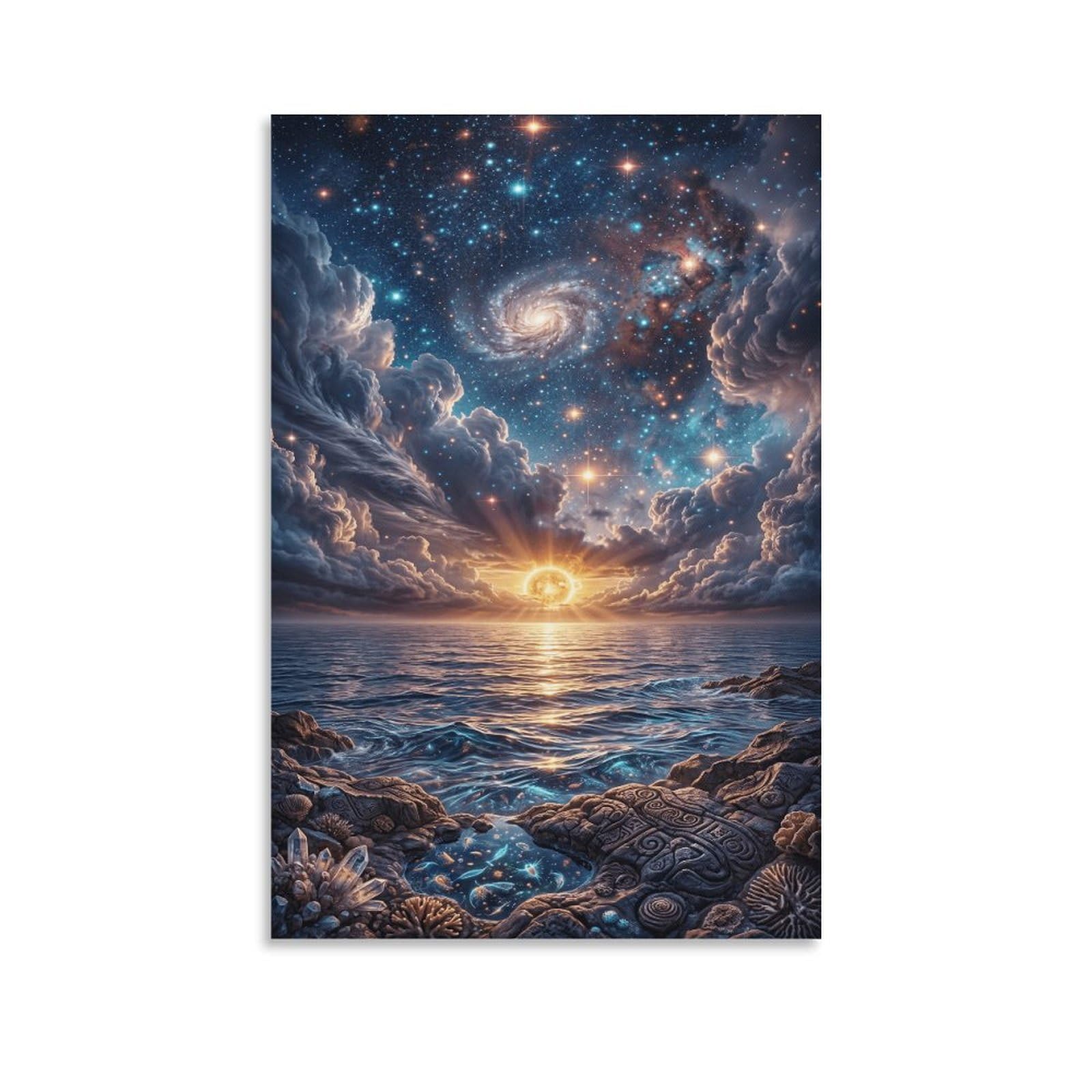 XPASHIQWC Cosmic Starry Coast Wall Decor Poster Giclee Canvas Prints Modern Wall Art Picture Wall Hanging for Dining Room Kitchen Home Office Decor 20x30inch(50x75cm)