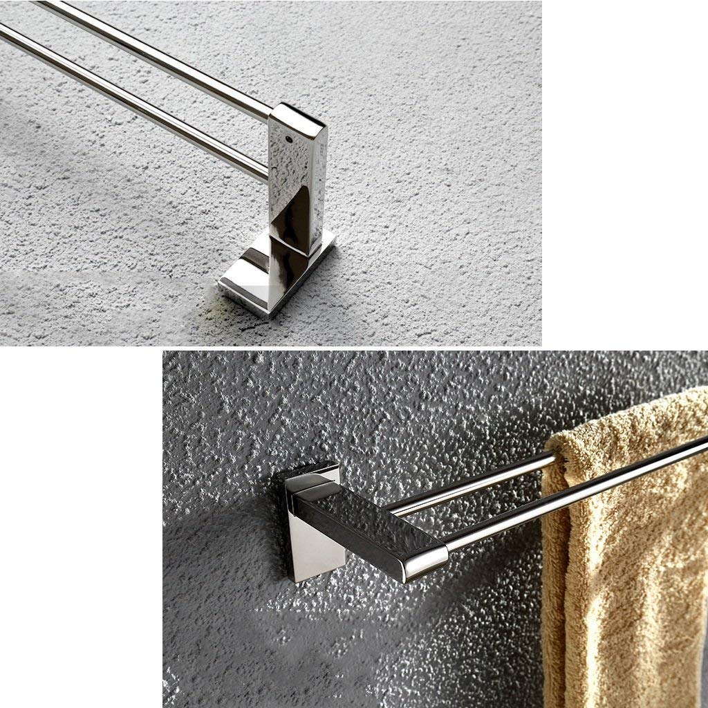 Portasciugamani Doppio da Parete, Finitura cromata Lucida, per Bagno, in Acciaio Inox 304