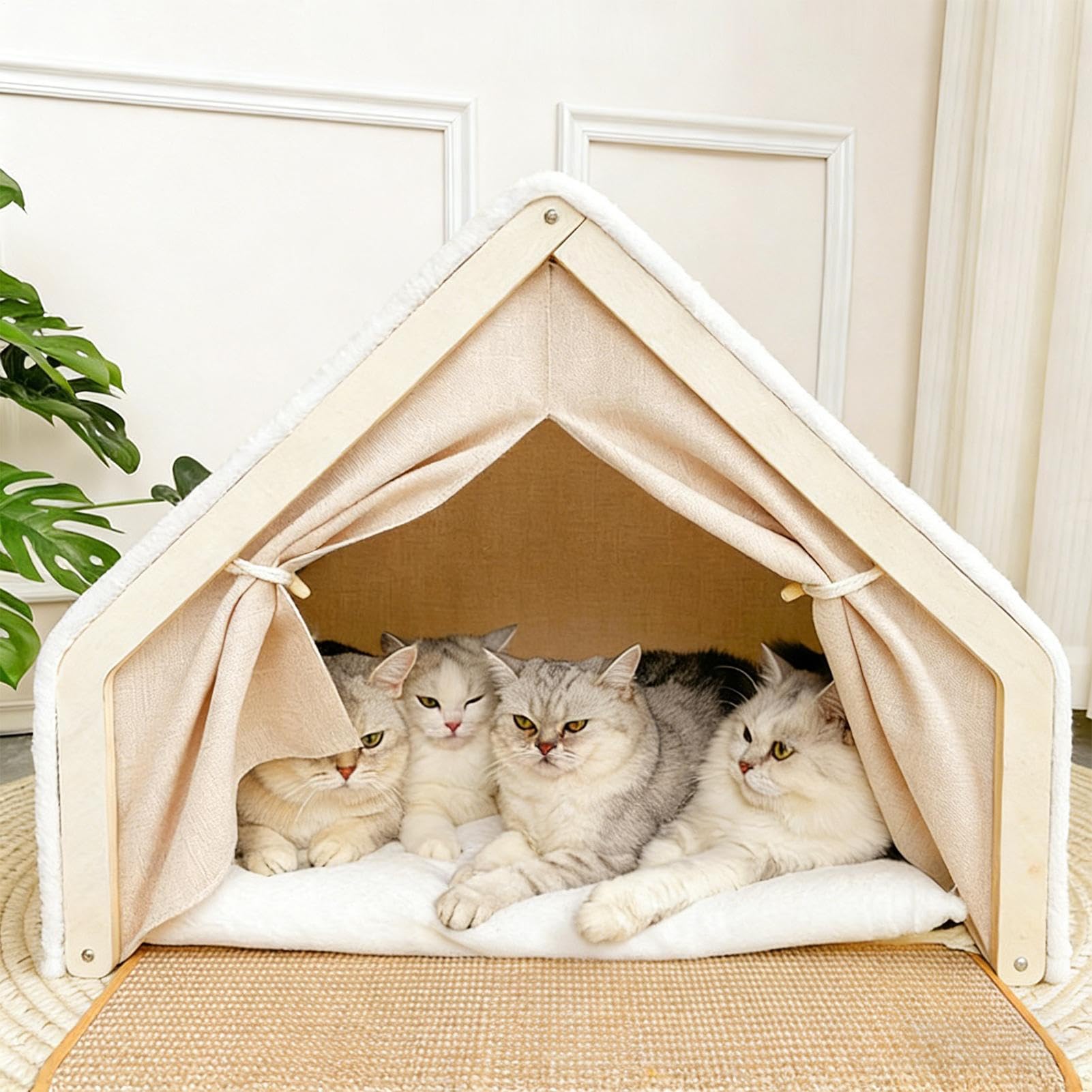 Tenda Cuccia Gatti Casa Riposo e Giochi con Tiragraffi in Sisal | Tenda Tiragraffi per Adatta a Casa Interna, Camera da , Stanza Animali, e Pavimento Invernale