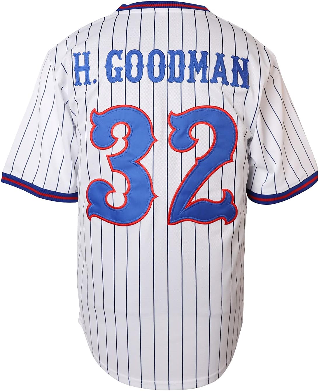 Benchwarmers Jersey 32 Howie Goodman 68 Clark Reedy 82 Richie Goodman 44 Gus Matthews Stitched Men's Pinstriped Baseball Jersey (32 White,Small) - Image 3
