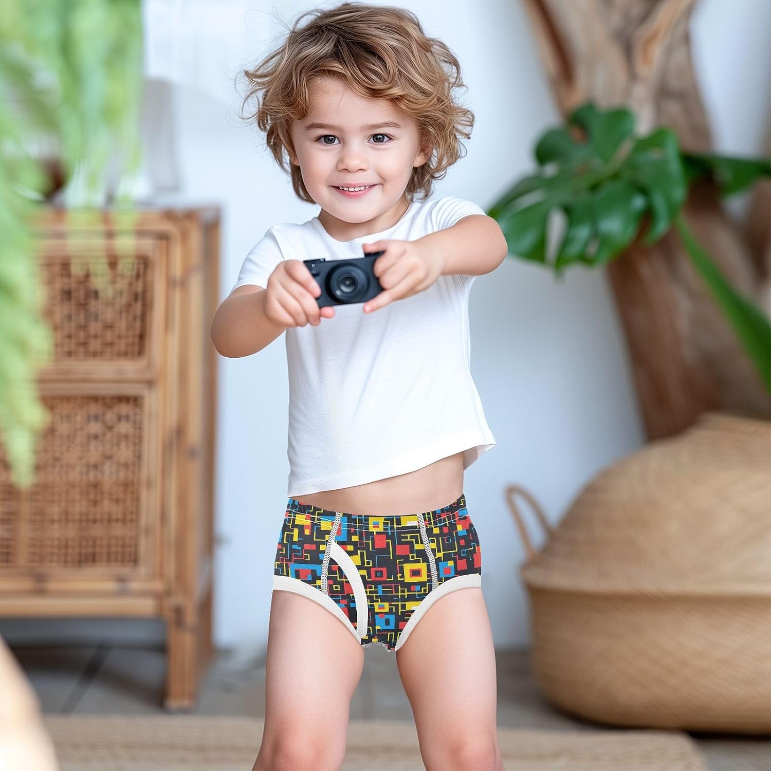 visesunny Boys Cotton Underwear Mosaic Game Pattern Printed Toddler Soft Training Briefs Size 2T-8Y for Kids