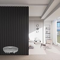 Blackout Room Divider Curtains 100"W x 84"L Black with Bendable Ceiling Track - Thermal Insulated Soundproof Floor-to-Ceiling Partition