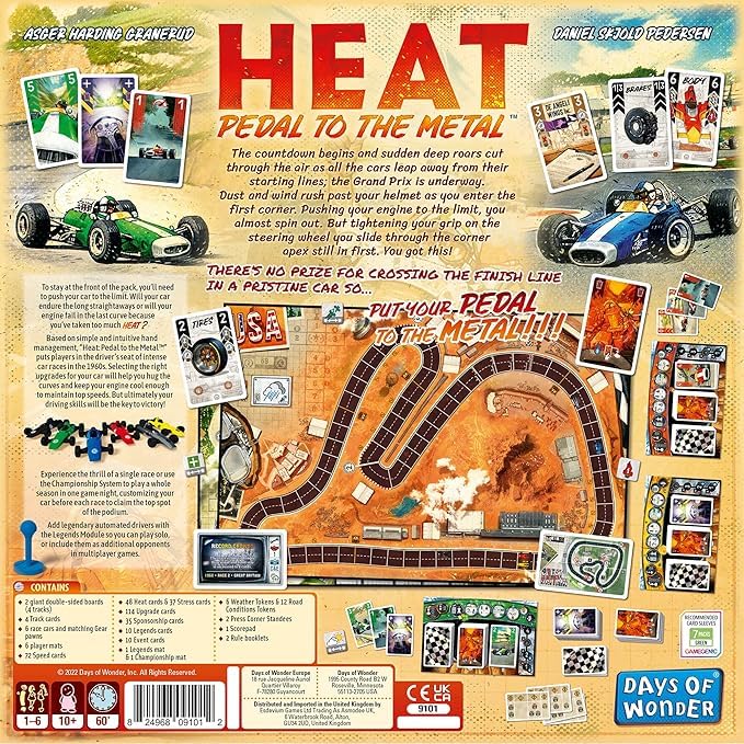 Image of Heat: Pedal to the Metal Board Game | Intense Car Racing and Strategy Game for 1-4 Players, Ages 10+ | Fun Family Game with 60 Minute Playtime