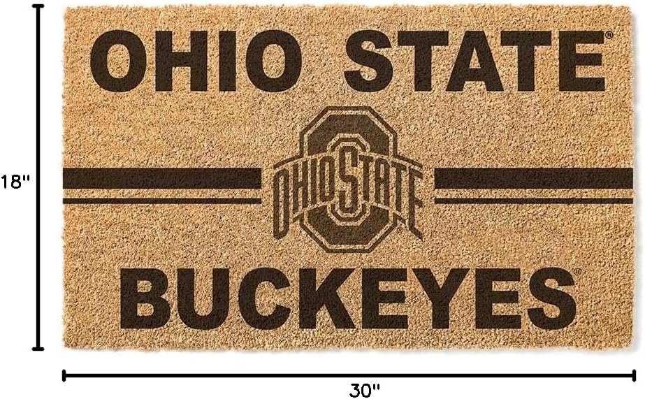 KH Sports Fan Ohio State Buckeyes Team Logo Coir Doormat, 18x30 Inches, Buckeyes Outdoor Rug; Display Your Team Spirit with This Unique Ohio State Buckeyes Doormat