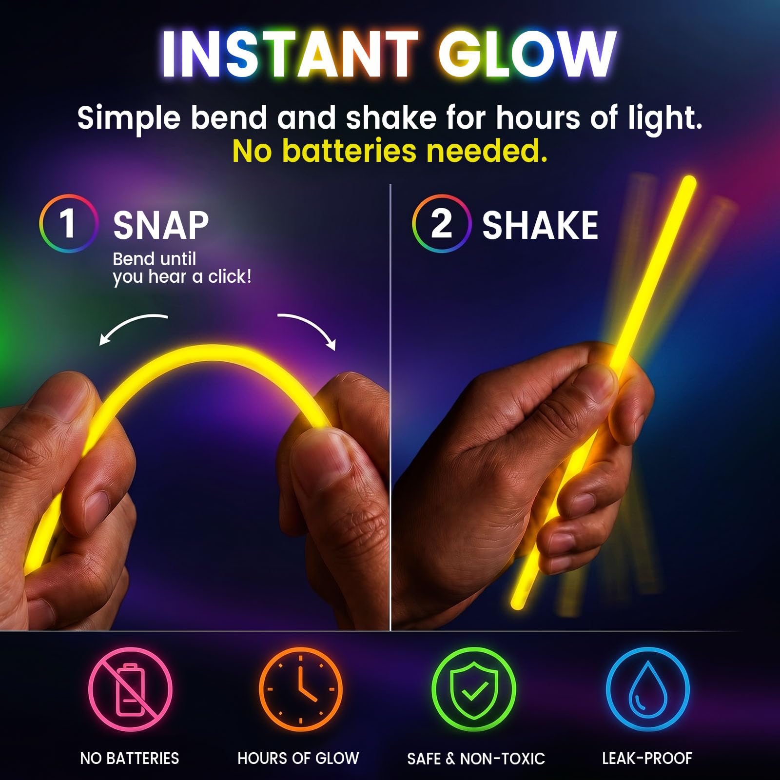 LovesTown 500PCS Glow Sticks with Bracelet Connectors for Parties