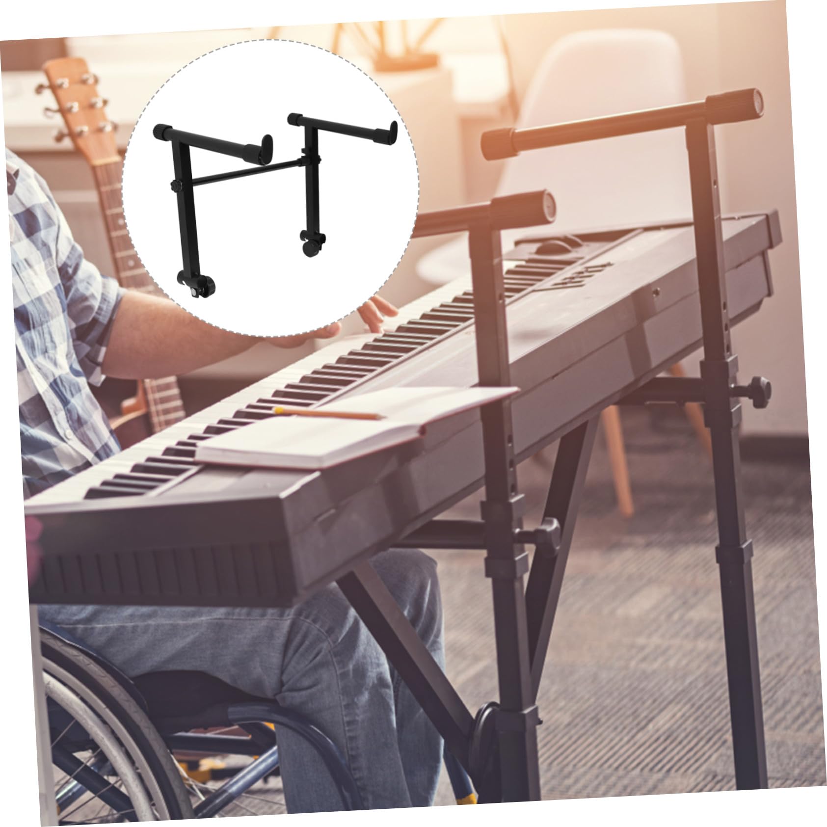 Supporto Tastiera Elettronica Altezza con Protezione Antiscivolo e Gomma Doppio Tubo per Pianola e Tastiera Musicale Portatile per Casa