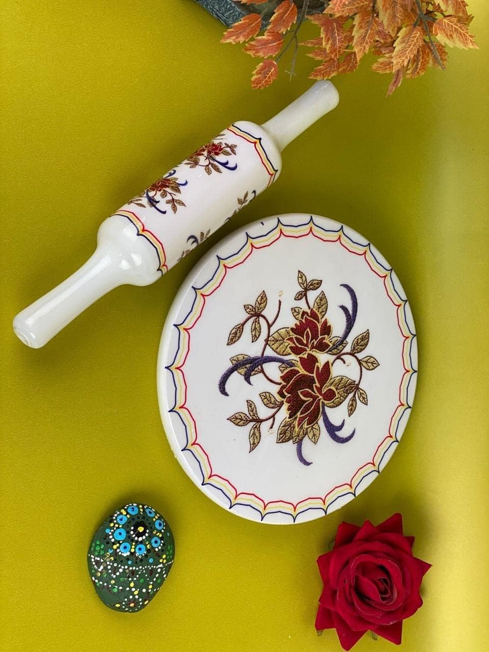 Samyuktha Printed Enamel Chakla (Marble) Belan (Wood)