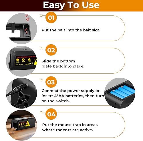 Miniatura 7 de X-PEST Trampa electrónica para ratas, paquete de 1  Trampa eléctrica para ratas grandes para uso en interiores, trampa reutilizable para roedores,