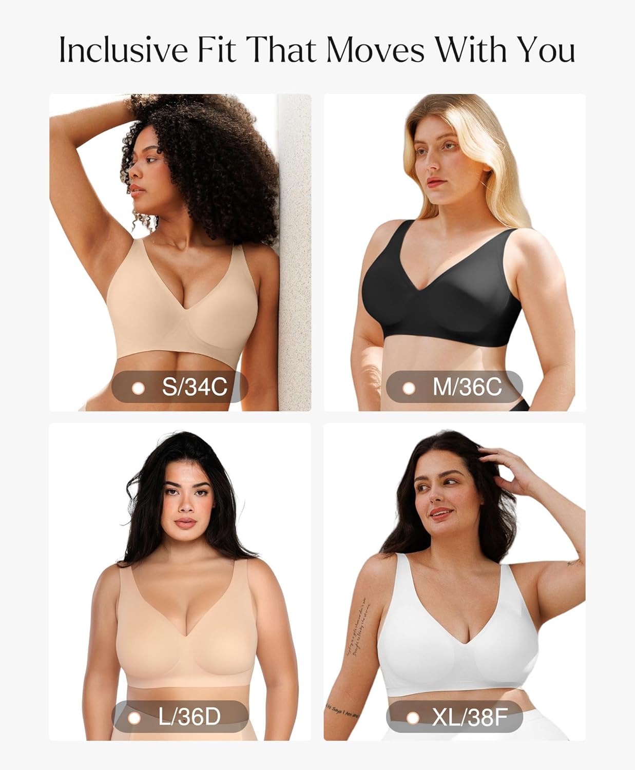 Popilush Wireless Bras Women Seamless No Underwire Push Up Bra Supportive Deep V Bralette Everyday Comfortable T-Shirt Bra - Image 6