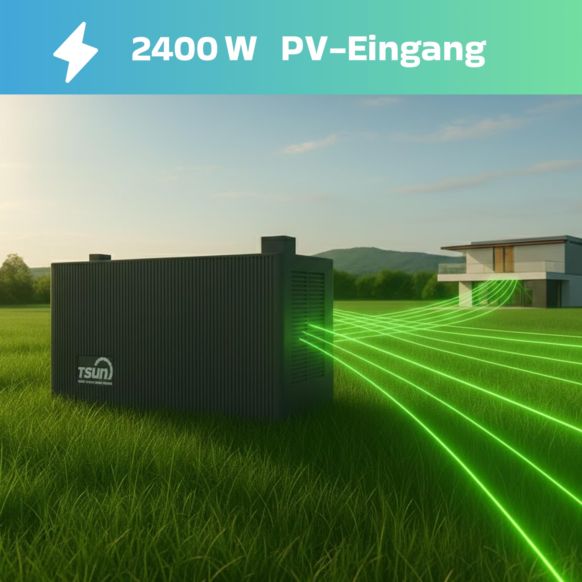 SUNNIVA® 1840W Balkonkraftwerk mit 4,02 kWh Speicher TSUN SOLARCAN TSOL-DCU2000Lite, BIFAZIAL FULLBLACK komplett Steckdose, PV Solaranlage Komplettset mit Solarspeicher, 4x 500W Glas-Glas Bifacial
