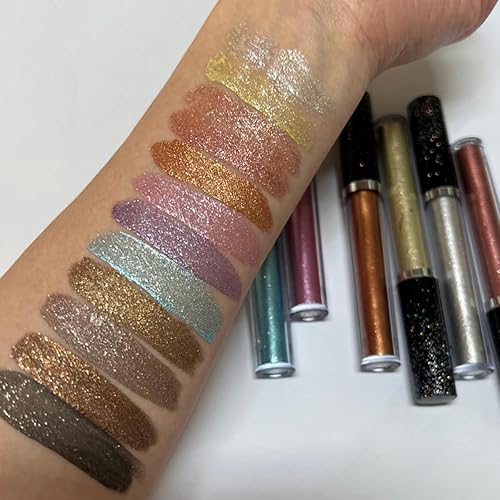 Miniatura 4 de ONarisae Sombra de ojos con purpurina efecto de larga duración, pigmento brillante, sombra de ojos, maquillaje de ojos brillante (marrón claro)