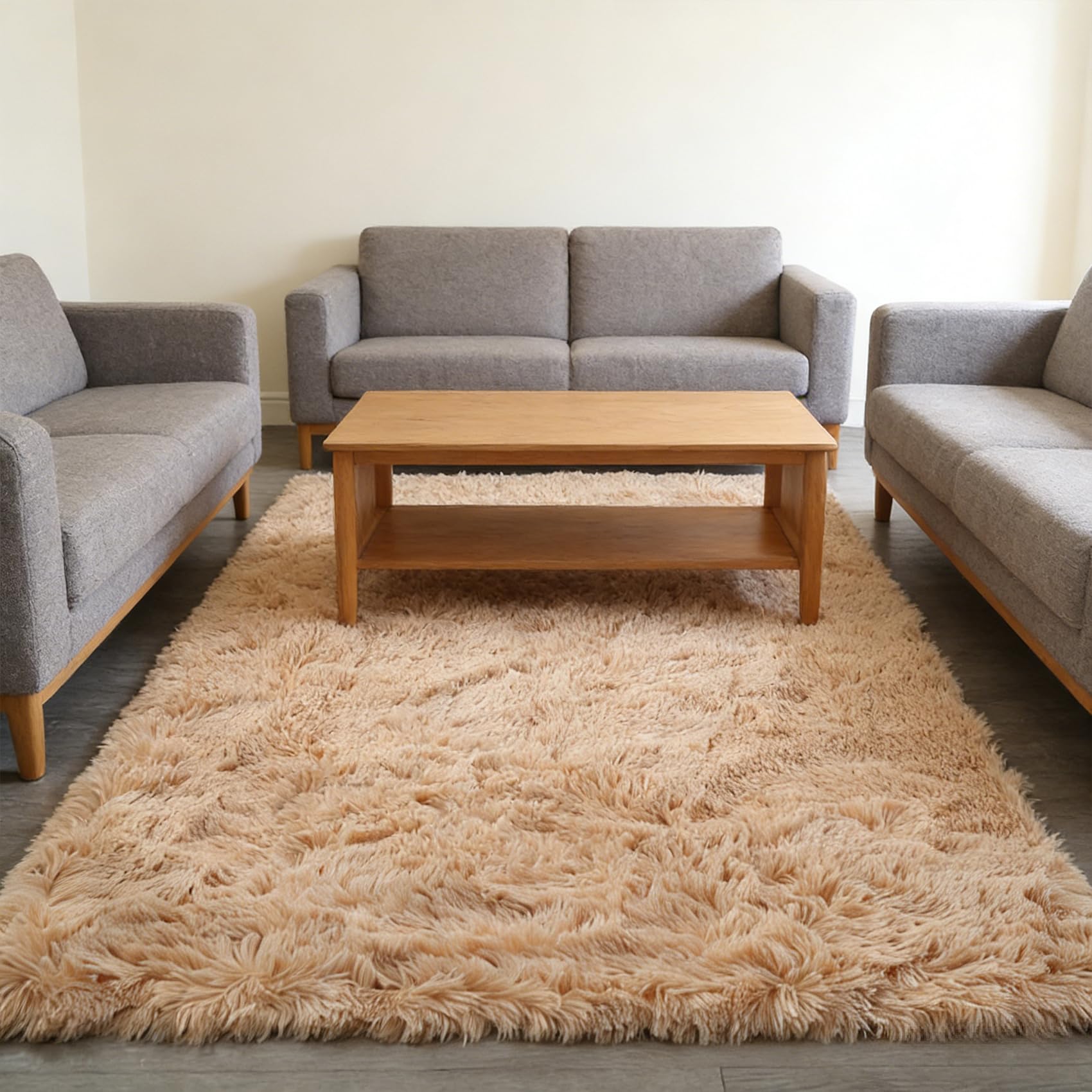 Tapis antidérapant épais beige 65x310 cm idéal sol glissant