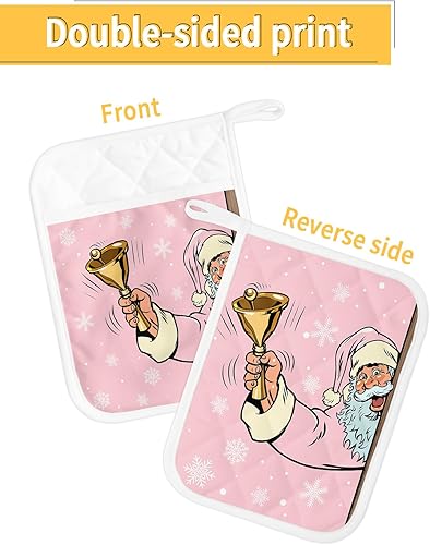 Miniatura 2 de Juego de 2 agarraderas de tela de toalla de Papá Noel de Navidad para cocina, antideslizantes y aislantes de calor, juego de agarraderas de tela de