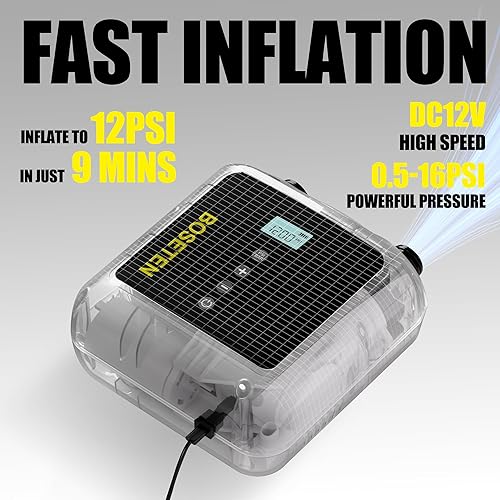 Miniatura 4 de Bomba de tabla de remo, bomba de aire eléctrica SUP, función de desinflación, apagado automático, conector de coche de 12 V CC para tabla de remo