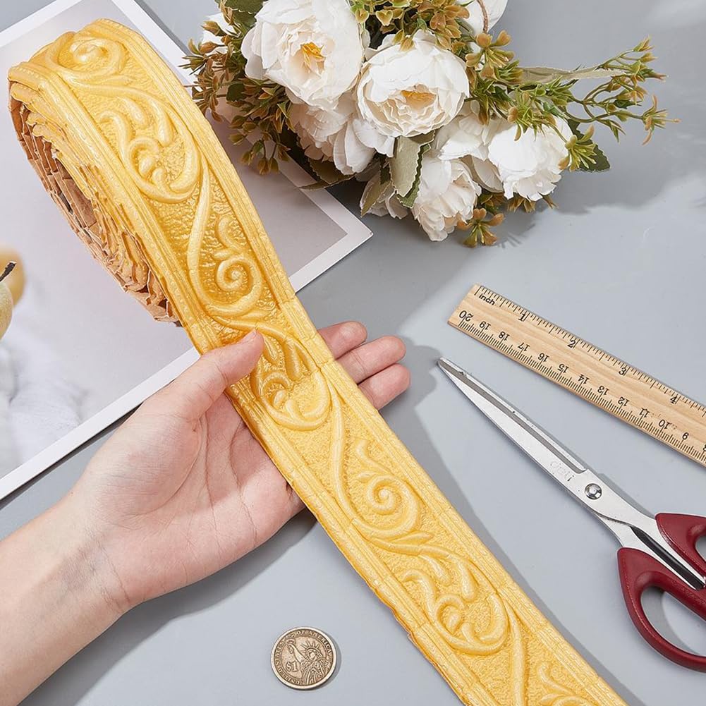 CRASPIRE 90.5 X 3.9in Peel & Stick Wallpaper Border Crown Molding – Bronze Self-Adhesive Flexible Foam Trim, Waterproof For Hotel & Home DIY Decor