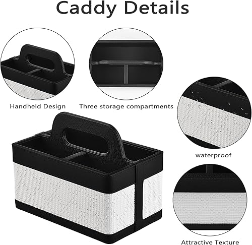 Miniatura 6 de Organizador portátil con asa, bolsa de piel sintética para tocador, baño, oficina, manualidades o suministros escolares, accesorio organizador de