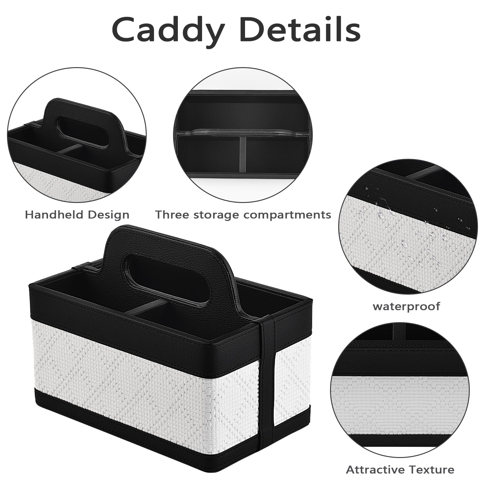 RHCSZ Desk Organizer Caddy with Handle-Portable PU Leather Remote Control Holder-Nightstand Dresser Tote Storage for Sunglasses Comb Small — view 6