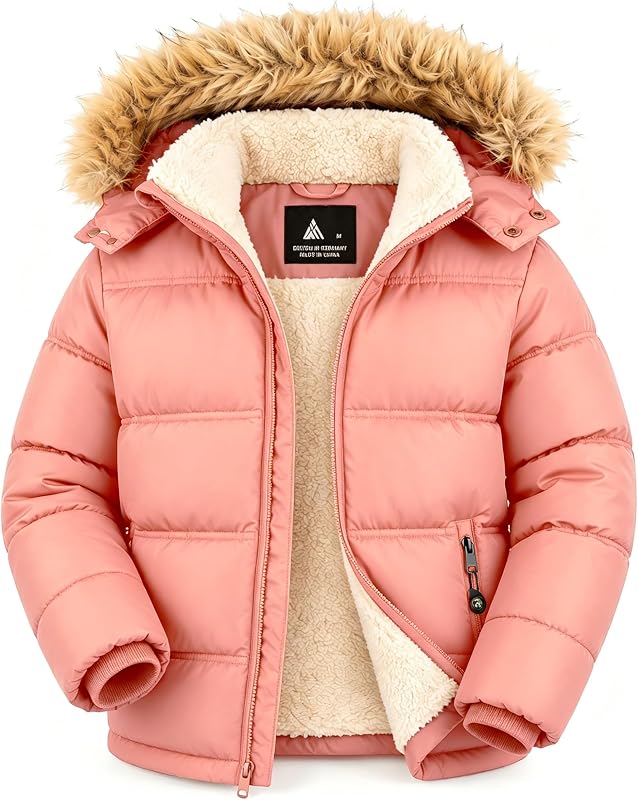 GEEK LIGHTING campera de invierno para niños Abrigo con capucha y forro polar resistente al agua | campera acolchada con capucha pesada para niños Capucha desmontable Ideal para la escuela, la nieve y jugar al aire libre