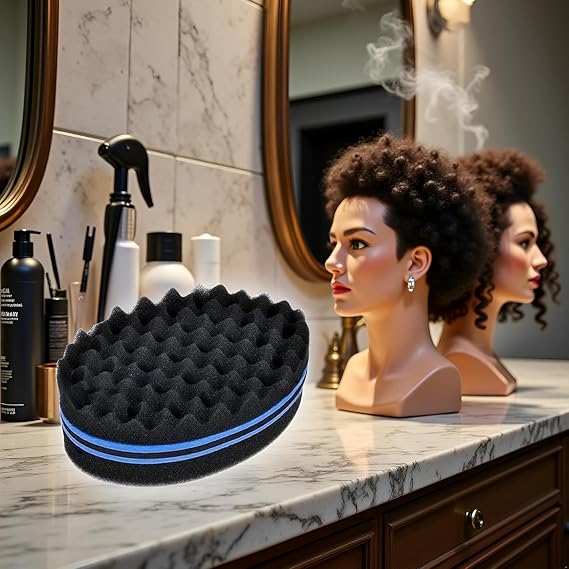 2Pcs Magic Barber Double-Sided Brush for Black Men's Curly Hair - Afro Coil Care Tool with Big Holes for Dreads, Locking, Waves, and Curls
