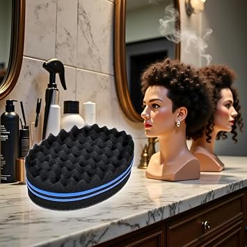 2Pcs Magic Barber Double-Sided Brush for Black Men's Curly Hair - Afro Coil Care Tool with Big Holes for Dreads, Locking, Waves, and Curls