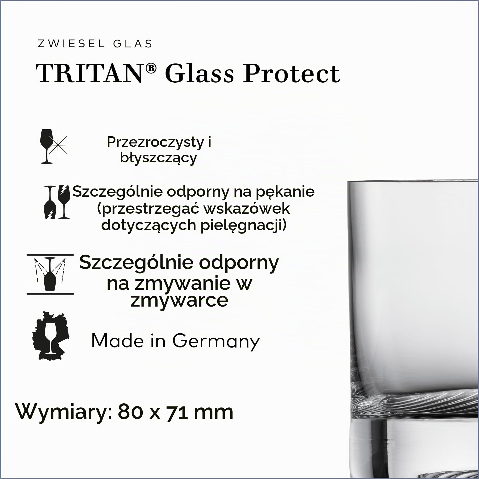 Zwiesel Glas Szklanki do whisky, małe Echo (zestaw 4 szt.), nowoczesny kubek do whisky, nadają się do mycia w zmywarce, szklanki kryształowe Tritan, Made in Germany (nr art. 123379)