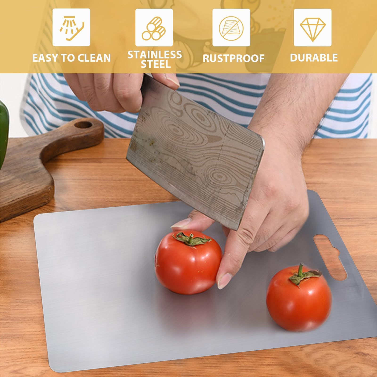 3-teiliges Edelstahl Schneidebrett Set - Titan Cutting Board 304 Stainless Steel