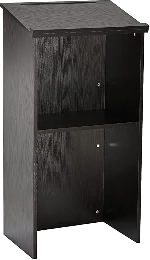 Adir Wooden Podium Stand - Speaking Podium with Storage Shelf, Hostess Stand for Restaurant, Lecture Podium, (46.25 Inche...