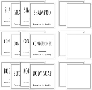 Segbeauty Waterproof Labels for Bottles, 18pcs Shampoo Conditioner White Label Stickers, Removable Self-Adhesive Soap Dispenser Stickers for Bathroom Kitchen Washstand Dresser Plastic Glass Bottle