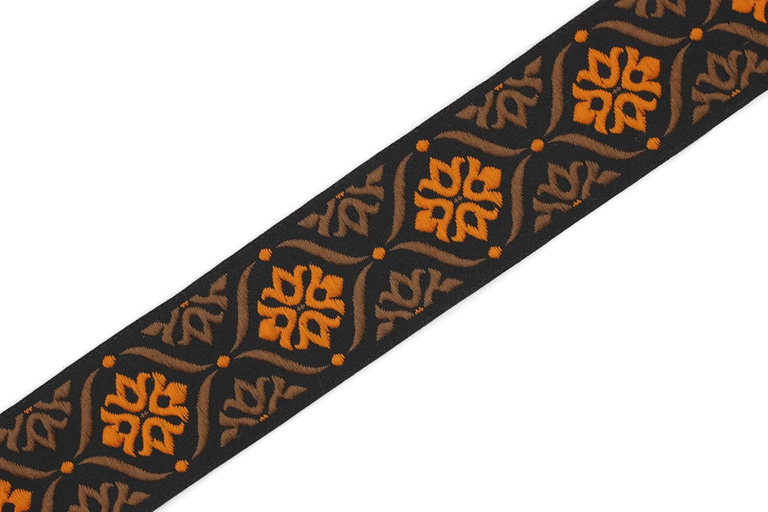 11 Yard Spool 1.37" Brown Orange Mediterranean Geometric Jacquard Ribbon Woven Trim Embroidery Tape for Home Decor Clothing and Costume Design 35973