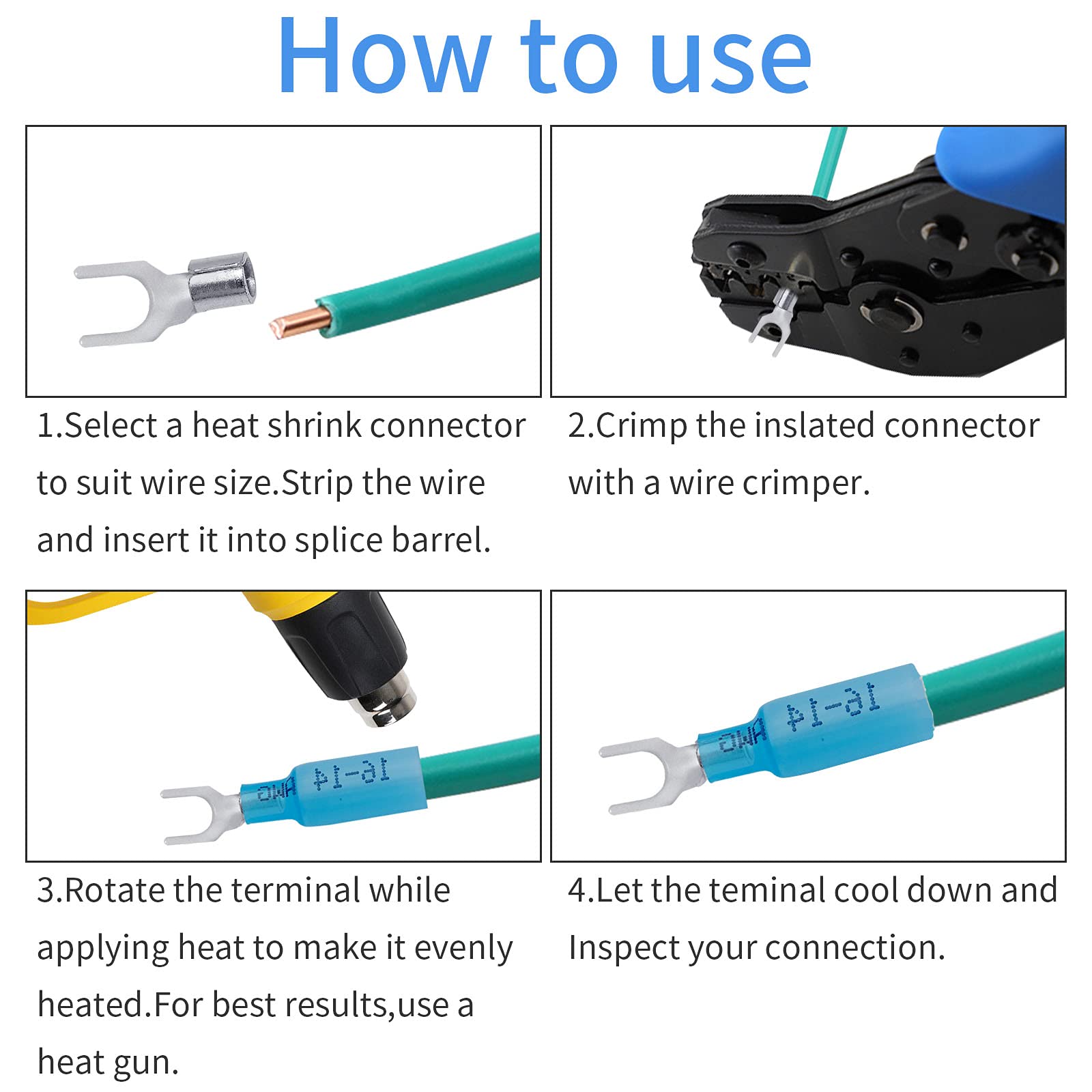 XmucTech 90 Pcs 2216 1614 1210 AWG 10 Heat Shrink Fork Spade