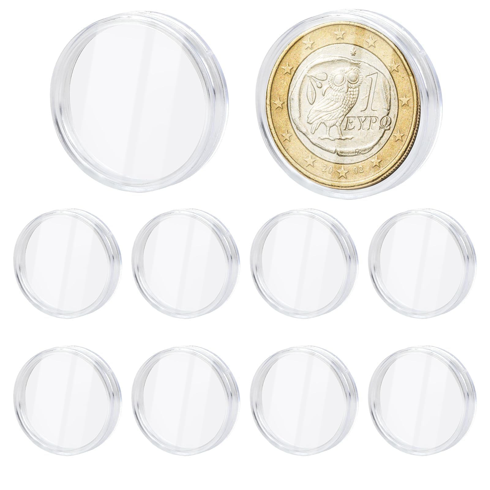 10 Pcs 42mm Coin Capsule, Walking Liberty Silver Dollar Airtight Challenge Plastic Coin Protective Holder Capsules for Collectors Collection Morgan American Silver Eagle JFK Half Dollar Bitcoin