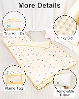 Vista 7 de Primlect Tapete grueso para siesta con almohada extraíble y manta de minky, saco de dormir extra grande de 55 x 35 pulgadas, lavable, enrollable