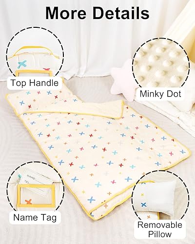 Miniatura 7 de Primlect Tapete grueso para siesta con almohada extraíble y manta de minky, saco de dormir extra grande de 55 x 35 pulgadas, lavable, enrollable,