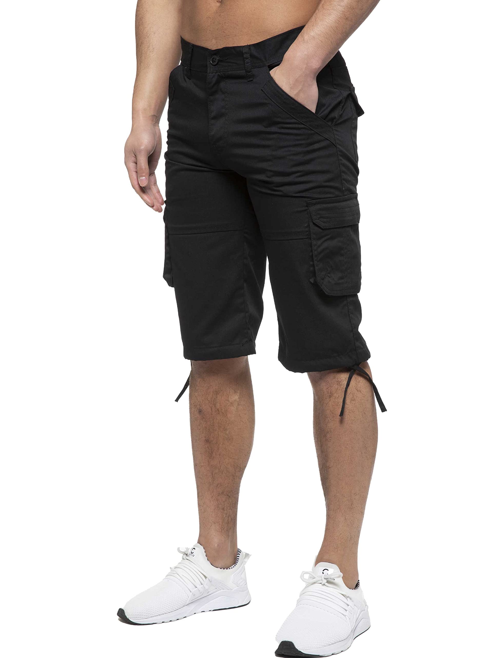 989Zé Enzo Men's Black Cargo Combat Shorts Summer Chino Casual Work Knee Length Pants Ezs426 Shorts 48