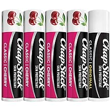 ChapStick Cherry Lip Balm 4-Pack + 1 Original ChapStick, Lip Moisturizer, 0.15 Oz Ea (5 Piece Set)