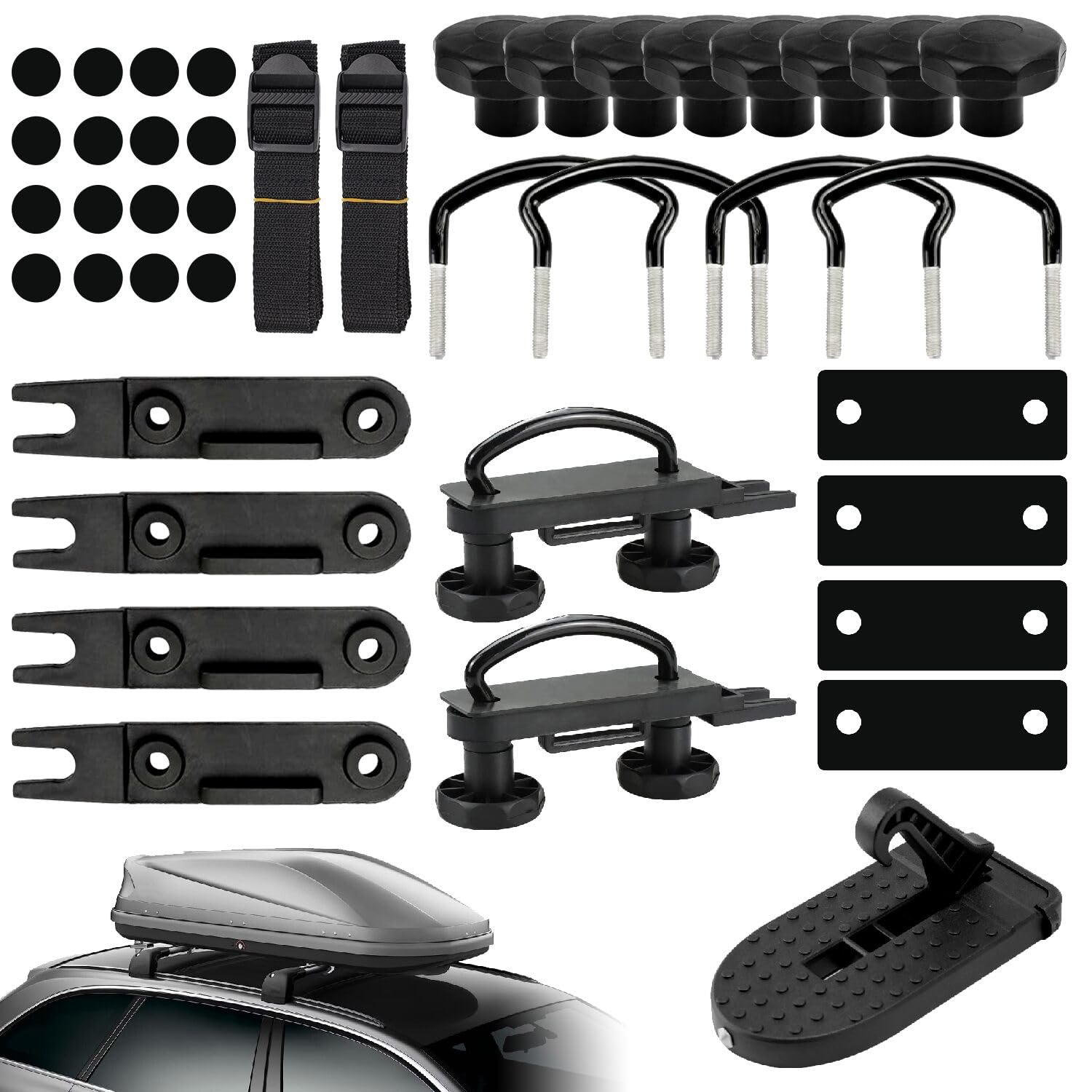 Supporto per box da tetto a U, 4 set di supporti per box da tetto, fissaggio a U staffa universale per box da tetto auto, supporto universale per box da tetto.