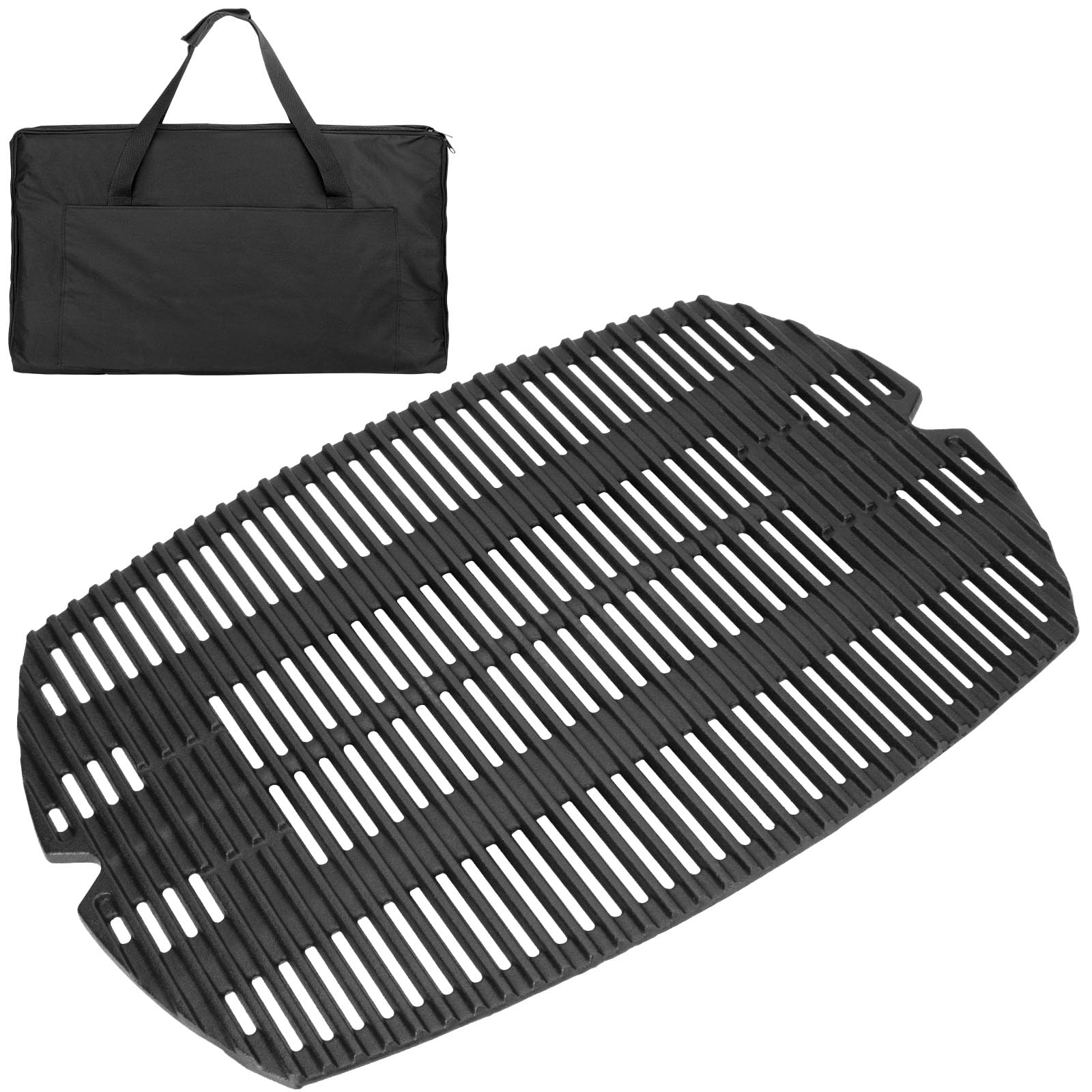 BBQ-PLUS 7584 Cast Iron Cooking Grate for Weber Q300 Q320 Q3000 Q3200 57060001 586002 Grill Accessories,Grill Grate Replacement for Weber 7646,25 x 17.8 with Carry Bag