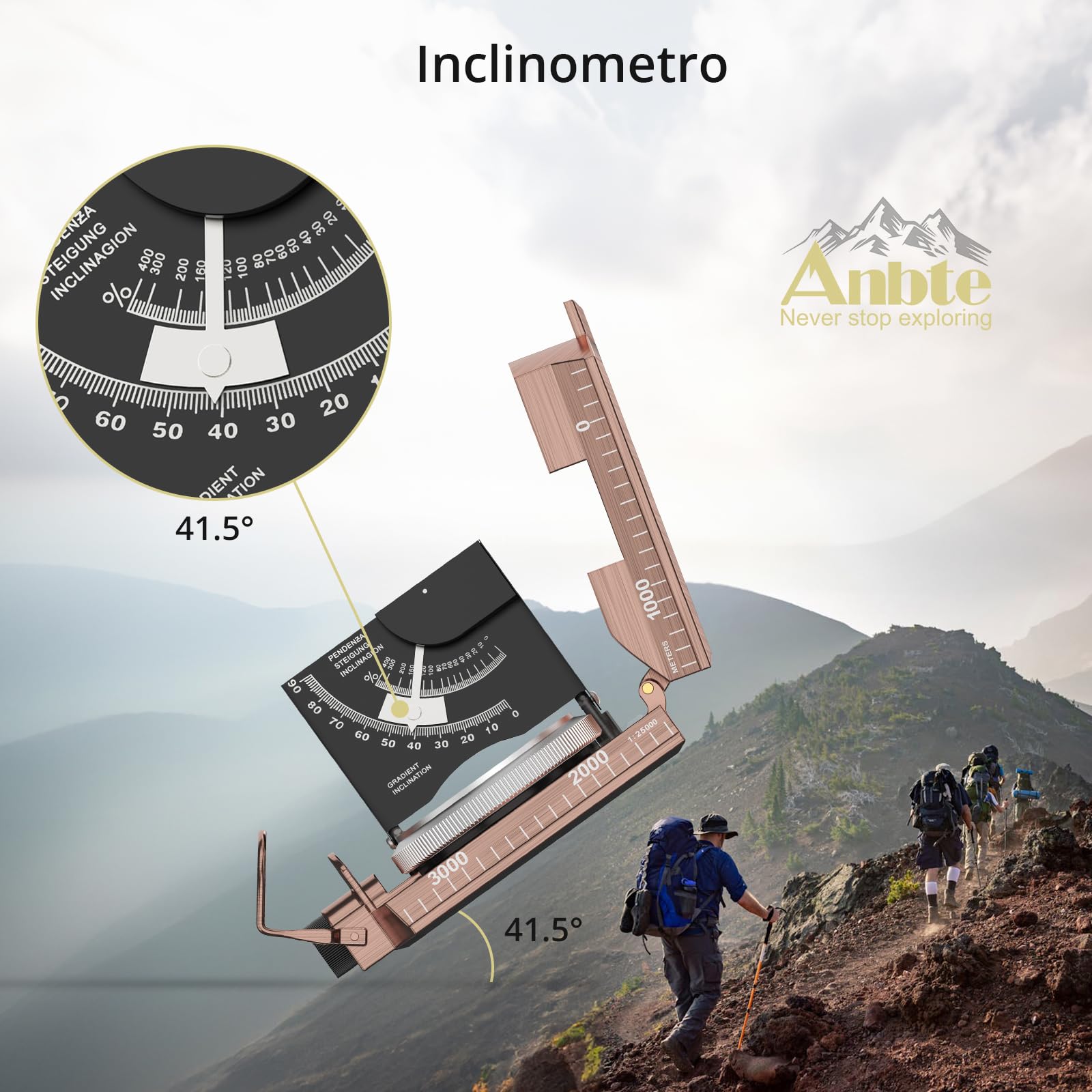 Anbte Bussola Militare,Navigazione Professionale Impermeabilee Luminosa con Clinometro e Livella a Bolla-Portatile Bussola in Metallo per Campeggio/Geologia/Escursionismo con Custodia
