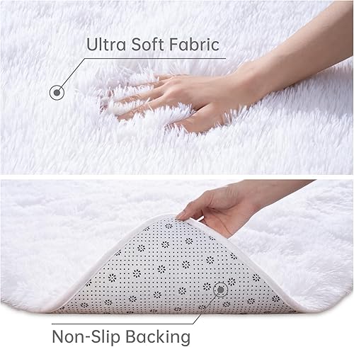 Miniatura 48 de Toneed Alfombra mullida para dormitorio, sala de estar, 5 x 8 pies, alfombra peluda negra, súper suave, moderna, alfombra de felpa mullida para Negro