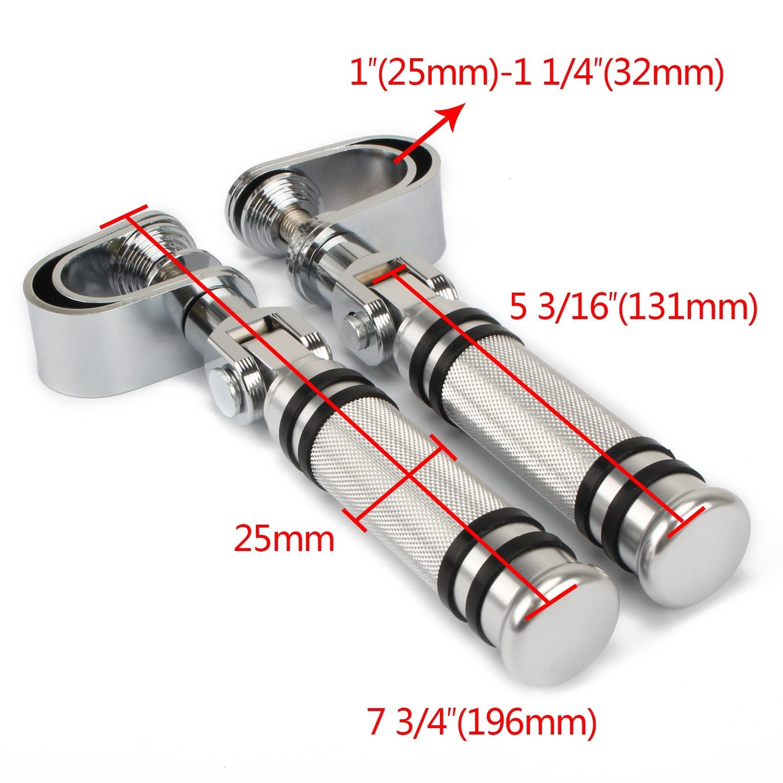 Repose-Pieds Moto Highway Pedal Foot Rests Chrome Pour Chopper Bobber Custom