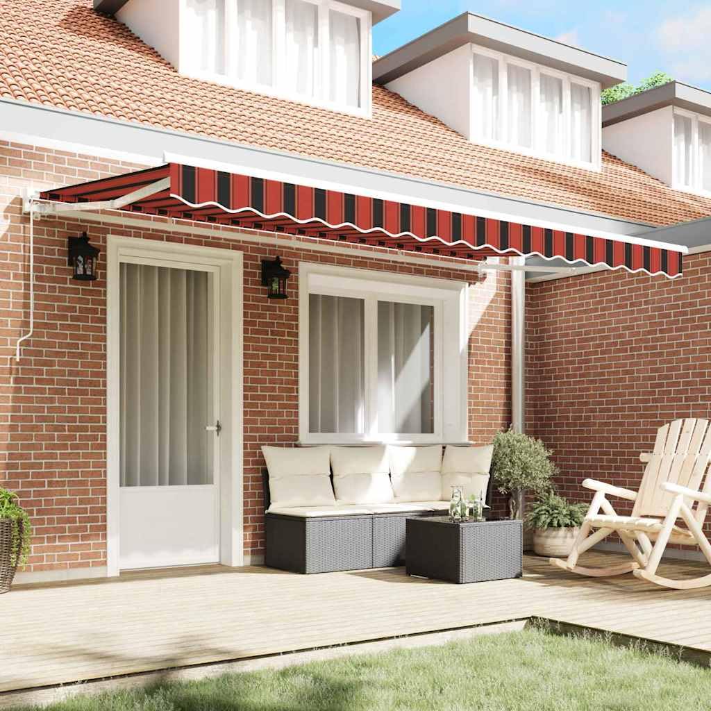 Markise Einziehbar 350 x 200 cm Gelenkarmmarkise mit Handkurbel Halbkassette Markisenrahmen aus Aluminium für Außenbereiche wie Terrasse Garten Balkon Orange Schwarz