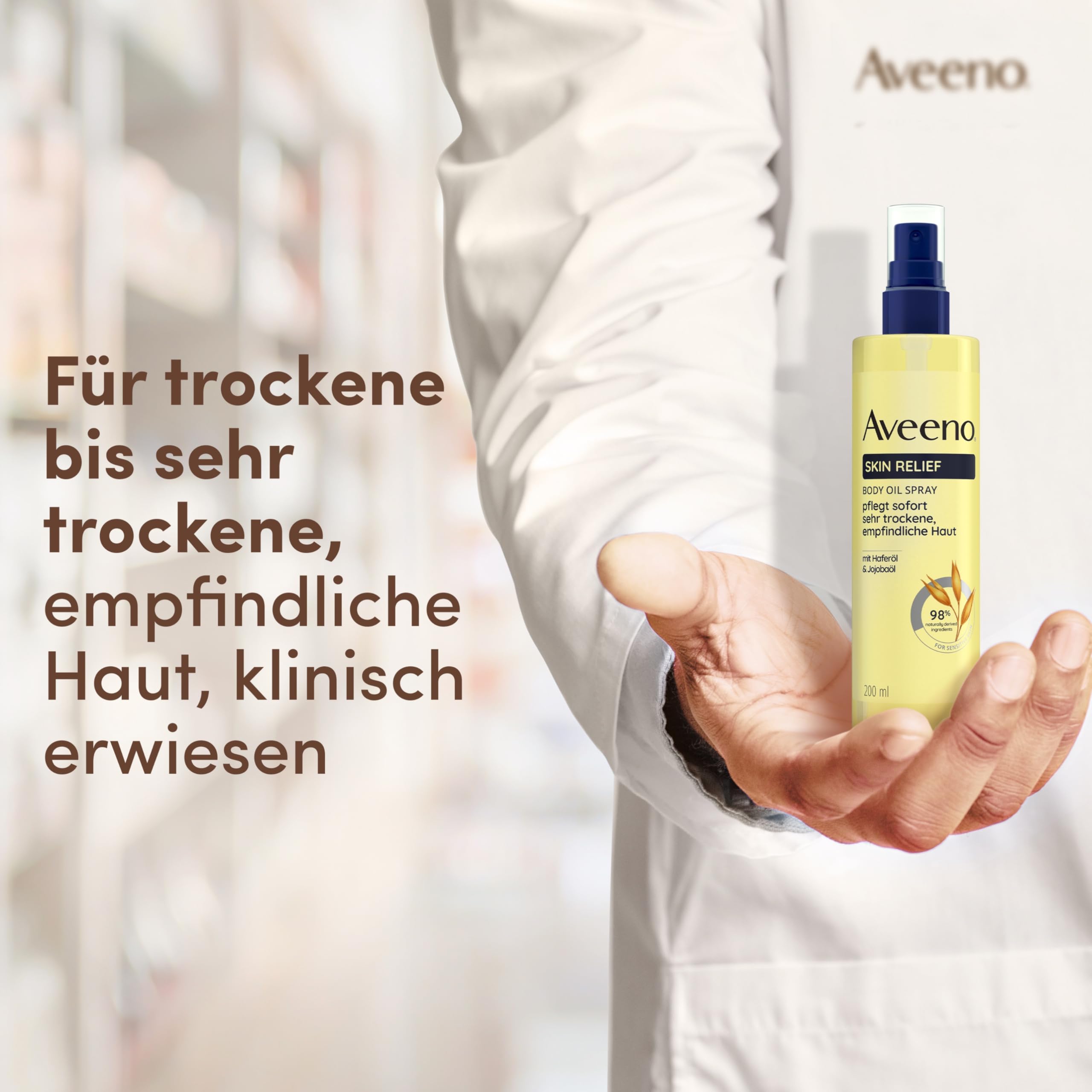Aveeno® Skin Relief olejek do ciała w sprayu do pielęgnacji skóry i ciała, olejek z olejkiem owsianym i olejkiem jojoba do bardzo suchej, wrażliwej skóry